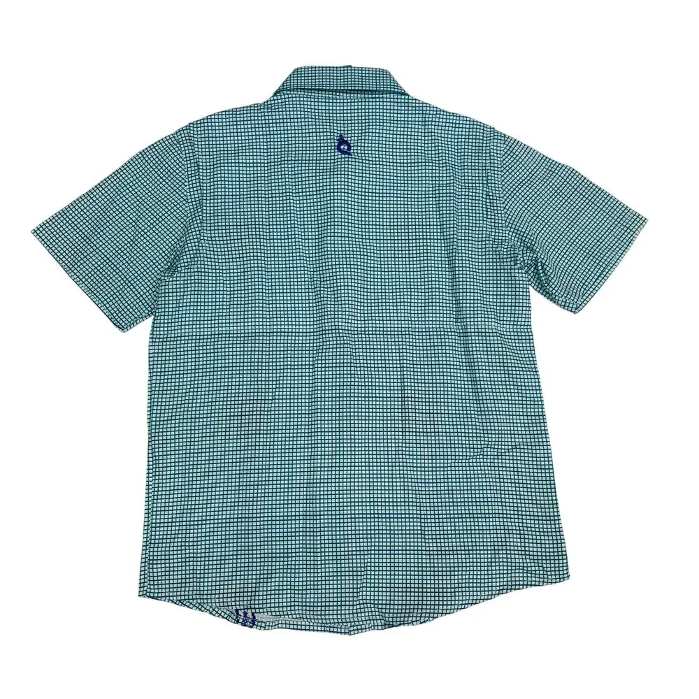 NWT Blue Quail Size 12 Blue & Jade Check Guayabera